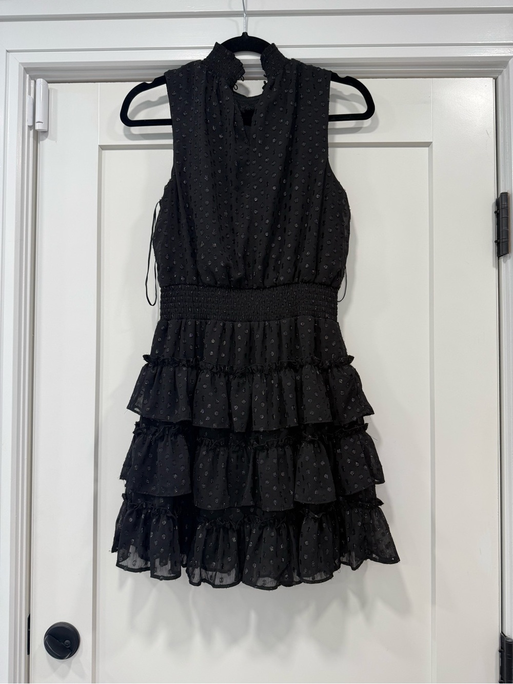 1. State Black Sleeveless Ruffle Tiered Mini Dress